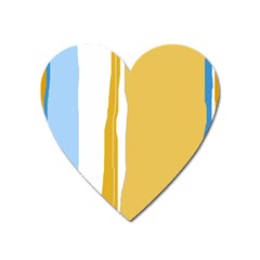 Blue and yellow lines Heart Magnet