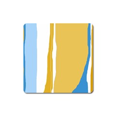 Blue and yellow lines Square Magnet