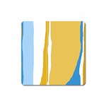 Blue and yellow lines Square Magnet Front