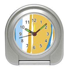 Blue and yellow lines Travel Alarm Clocks