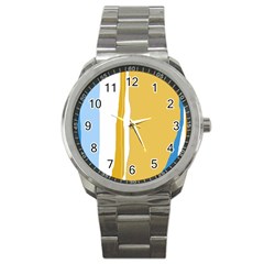 Blue and yellow lines Sport Metal Watch