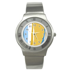 Blue and yellow lines Stainless Steel Watch