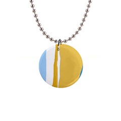 Blue and yellow lines Button Necklaces