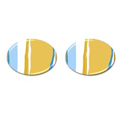 Blue and yellow lines Cufflinks (Oval)