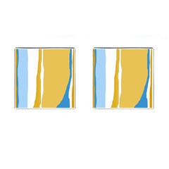 Blue and yellow lines Cufflinks (Square)