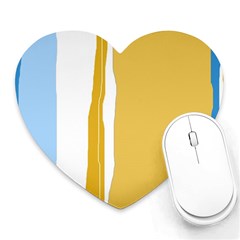 Blue and yellow lines Heart Mousepads