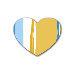 Blue and yellow lines Rubber Coaster (Heart) 