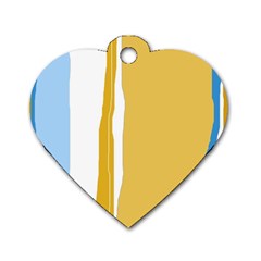 Blue and yellow lines Dog Tag Heart (One Side)