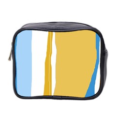 Blue and yellow lines Mini Toiletries Bag 2-Side