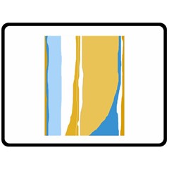 Blue and yellow lines Fleece Blanket (Large) 