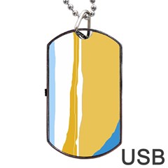 Blue and yellow lines Dog Tag USB Flash (One Side)