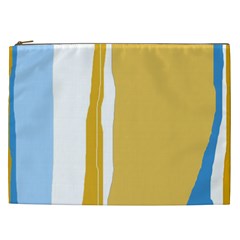 Blue and yellow lines Cosmetic Bag (XXL) 