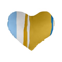 Blue and yellow lines Standard 16  Premium Heart Shape Cushions