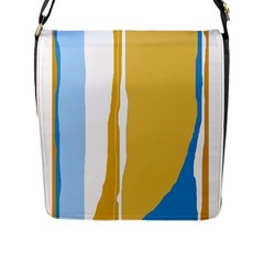 Blue and yellow lines Flap Messenger Bag (L) 