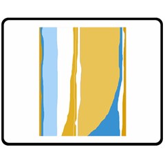 Blue and yellow lines Double Sided Fleece Blanket (Medium) 