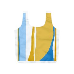 Blue and yellow lines Full Print Recycle Bags (S) 