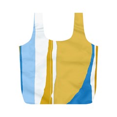 Blue And Yellow Lines Full Print Recycle Bags (m)  by Valentinaart