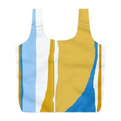 Blue and yellow lines Full Print Recycle Bags (L) 