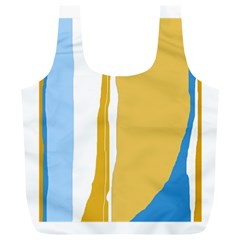 Blue and yellow lines Full Print Recycle Bags (L) 