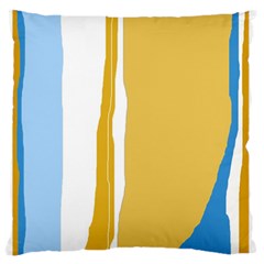 Blue and yellow lines Large Flano Cushion Case (One Side)