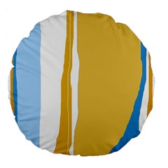 Blue and yellow lines Large 18  Premium Flano Round Cushions