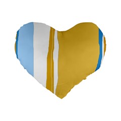 Blue and yellow lines Standard 16  Premium Flano Heart Shape Cushions