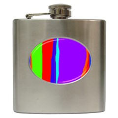 Colorful Decorative Lines Hip Flask (6 Oz) by Valentinaart