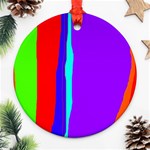 Colorful decorative lines Round Ornament (Two Sides)  Back