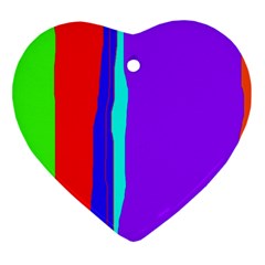 Colorful Decorative Lines Heart Ornament (2 Sides) by Valentinaart