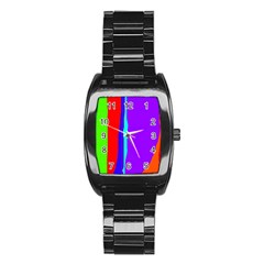 Colorful Decorative Lines Stainless Steel Barrel Watch