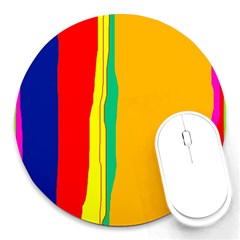 Colorful Lines Round Mousepads by Valentinaart