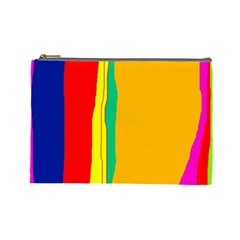 Colorful Lines Cosmetic Bag (large)  by Valentinaart