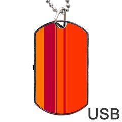 Orange Lines Dog Tag Usb Flash (one Side) by Valentinaart