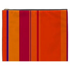 Orange Lines Cosmetic Bag (xxxl)  by Valentinaart