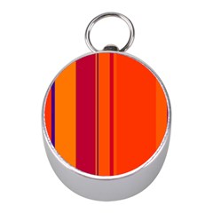 Orange Lines Mini Silver Compasses