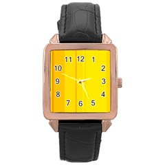 Yellow Lines Rose Gold Leather Watch  by Valentinaart