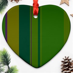 Green Elegant Lines Ornament (heart)  by Valentinaart