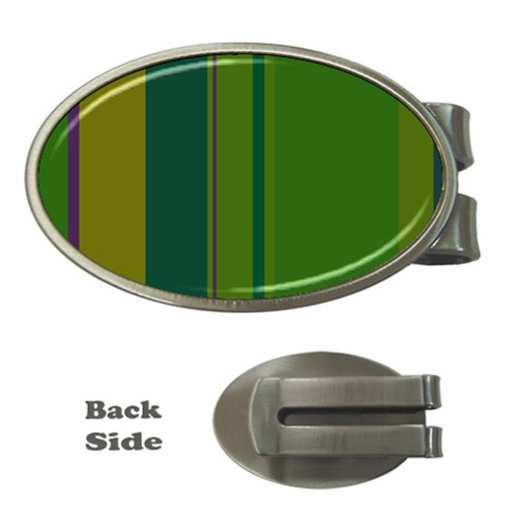 Green elegant lines Money Clips (Oval) 