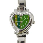 Green elegant lines Heart Italian Charm Watch Front