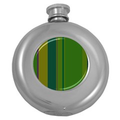 Green Elegant Lines Round Hip Flask (5 Oz) by Valentinaart