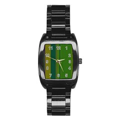 Green Elegant Lines Stainless Steel Barrel Watch