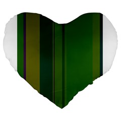 Green Elegant Lines Large 19  Premium Flano Heart Shape Cushions by Valentinaart