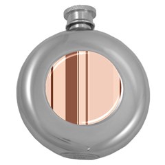 Elegant Brown Lines Round Hip Flask (5 Oz) by Valentinaart