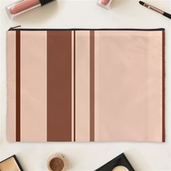 Elegant Brown Lines Cosmetic Bag (xxxl)  by Valentinaart