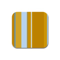 Yellow Elegant Lines Rubber Square Coaster (4 Pack) 