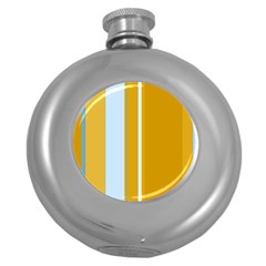 Yellow Elegant Lines Round Hip Flask (5 Oz) by Valentinaart