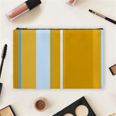 Yellow Elegant Lines Cosmetic Bag (large)  by Valentinaart