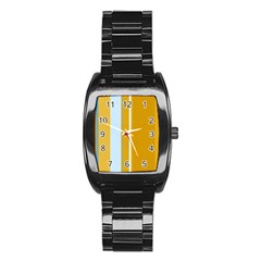 Yellow Elegant Lines Stainless Steel Barrel Watch