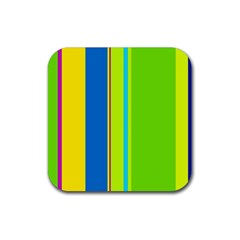 Colorful Lines Rubber Coaster (square)  by Valentinaart