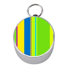 Colorful Lines Mini Silver Compasses